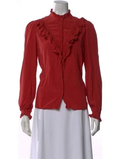 Pre-owned Zadig & Voltaire Silk Long Sleeve Blouse In Orange