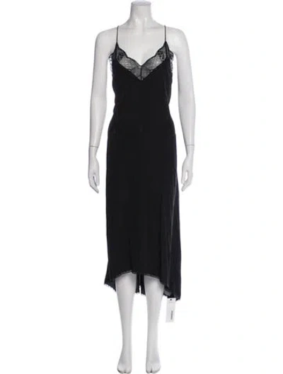 Pre-owned Zadig & Voltaire Silk Midi Length Dress In Black