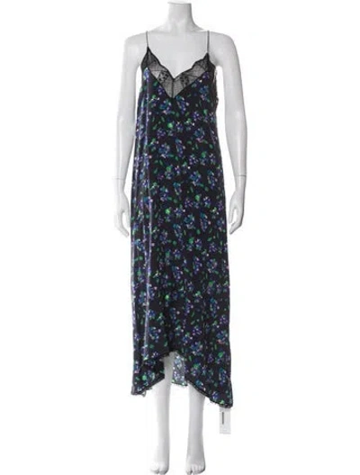 Pre-owned Zadig & Voltaire Silk Midi Length Dress In Blue