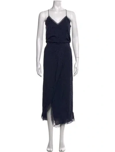 Pre-owned Zadig & Voltaire Silk Midi Length Dress In Blue