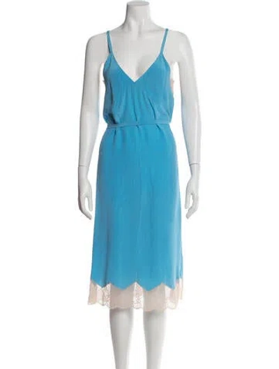 Pre-owned Zadig & Voltaire Silk Midi Length Dress In Blue