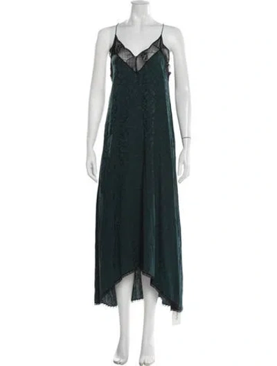 Pre-owned Zadig & Voltaire Silk Midi Length Dress In Blue