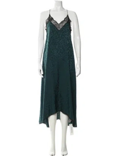 Pre-owned Zadig & Voltaire Silk Midi Length Dress In Green
