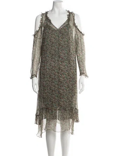Pre-owned Zadig & Voltaire Silk Midi Length Dress In Green