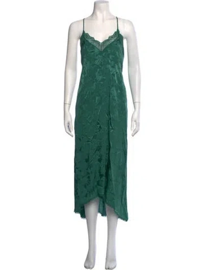 Pre-owned Zadig & Voltaire Silk Midi Length Dress In Green