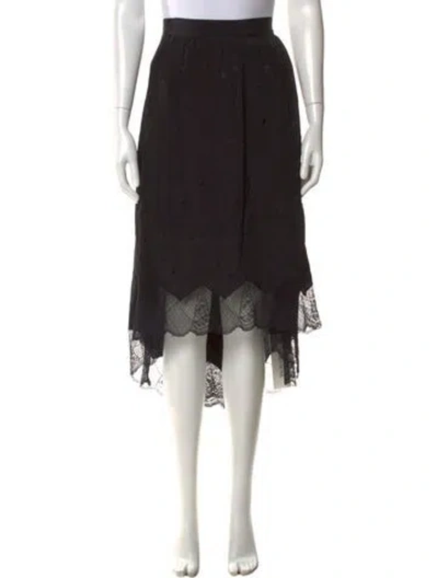 Pre-owned Zadig & Voltaire Silk Midi Length Skirt In Black