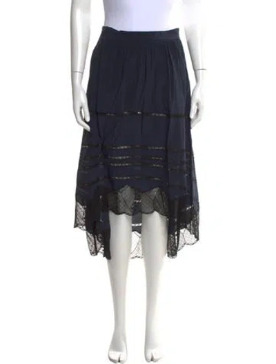 Pre-owned Zadig & Voltaire Silk Midi Length Skirt In Blue