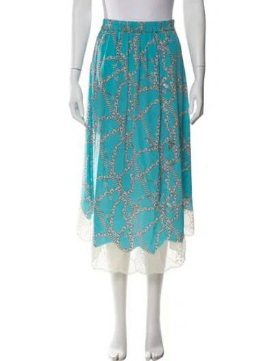 Pre-owned Zadig & Voltaire Silk Midi Length Skirt In Blue