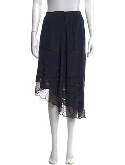 Pre-owned Zadig & Voltaire Silk Midi Length Skirt In Blue