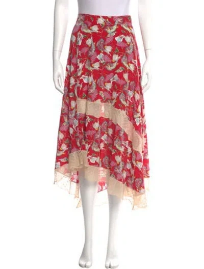 Pre-owned Zadig & Voltaire Silk Midi Length Skirt In Burgundy