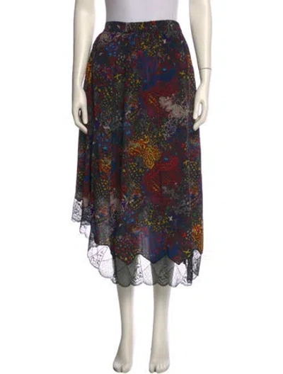 Pre-owned Zadig & Voltaire Silk Midi Length Skirt In Multi