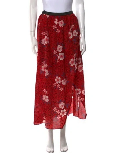 Pre-owned Zadig & Voltaire Silk Midi Length Skirt In Red