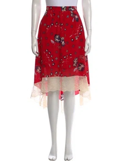 Pre-owned Zadig & Voltaire Silk Midi Length Skirt In Red