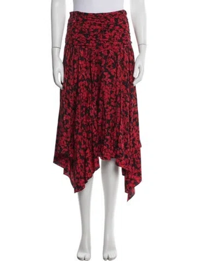 Pre-owned Zadig & Voltaire Silk Midi Length Skirt In Red
