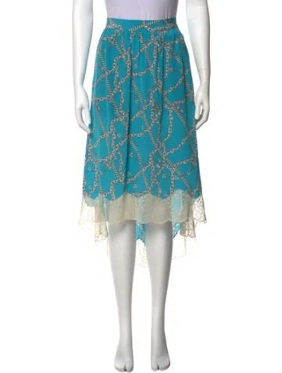 Pre-owned Zadig & Voltaire Silk Midi Length Skirt W/ Tags In Blue