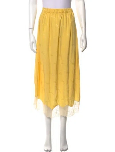 Pre-owned Zadig & Voltaire Silk Midi Length Skirt In Yellow