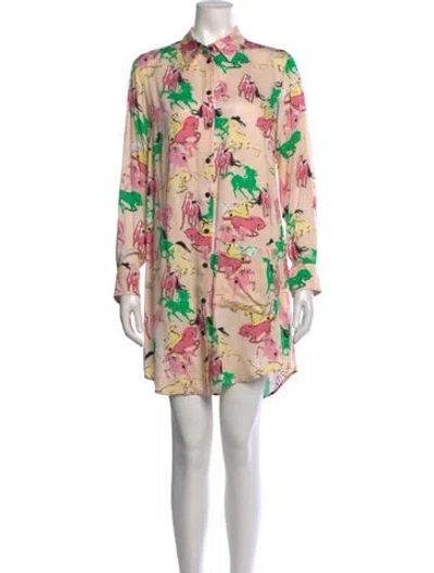 Pre-owned Zadig & Voltaire Silk Mini Dress In Neutrals/pink