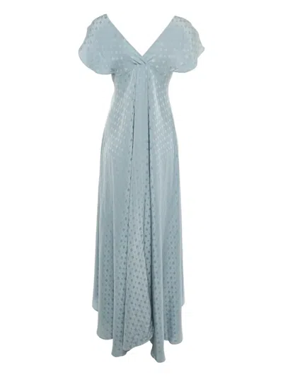 Pre-owned Zadig & Voltaire Silk Pattern High-low Dress In Blue