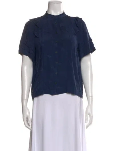 Pre-owned Zadig & Voltaire Silk Patterned Blouse In Blue