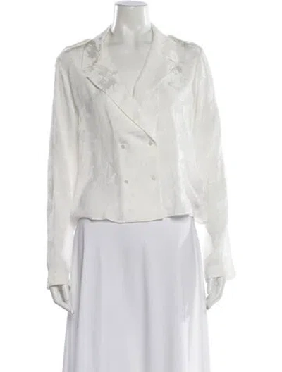 Pre-owned Zadig & Voltaire Silk Patterned Blouse W/ Tags In White