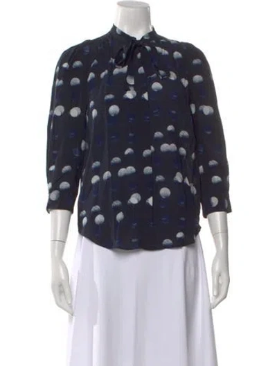 Pre-owned Zadig & Voltaire Silk Polka Dot Print Blouse In Blue