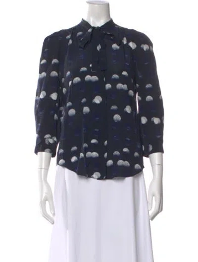 Pre-owned Zadig & Voltaire Silk Printed Blouse In Blue