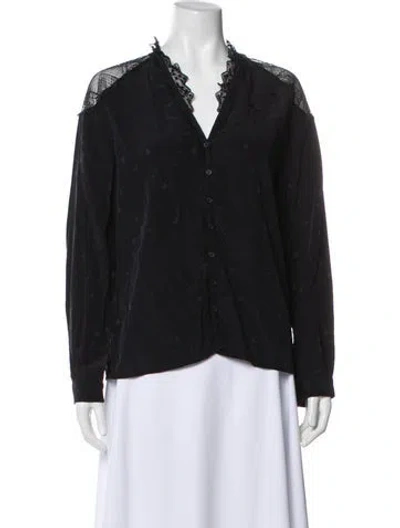 Pre-owned Zadig & Voltaire Silk Printed Blouse In Gray