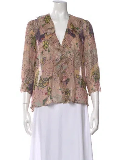 Pre-owned Zadig & Voltaire Silk Printed Blouse W/ Tags In Multi