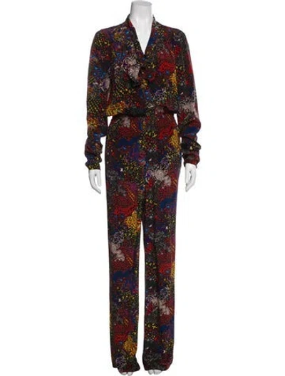 Pre-owned Zadig & Voltaire Silk Printed Jumpsuit In Black