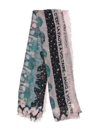 Pre-owned Zadig & Voltaire Silk Printed Scarf In Blue