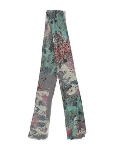 Pre-owned Zadig & Voltaire Silk Printed Scarf In Gray