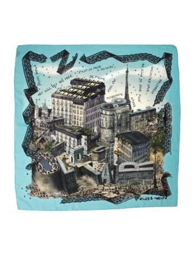 Pre-owned Zadig & Voltaire Silk Printed Shawl In Blue