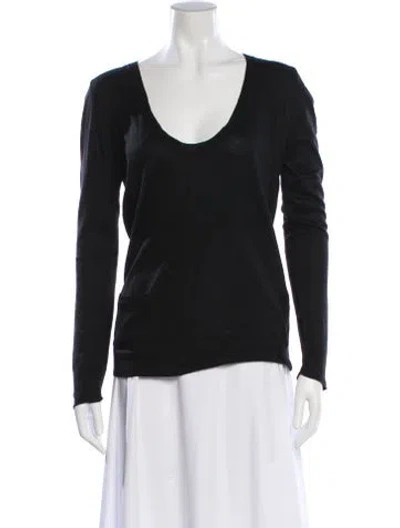 Pre-owned Zadig & Voltaire Silk Scoop Neck Sweater In Black