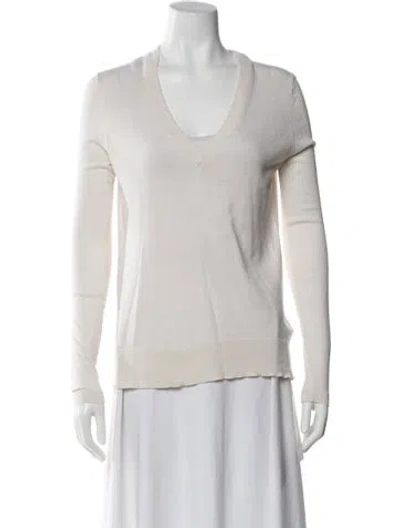 Pre-owned Zadig & Voltaire Silk Scoop Neck Sweater In White