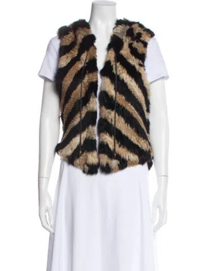 Pre-owned Zadig & Voltaire Silk Striped Fur Coat In Black