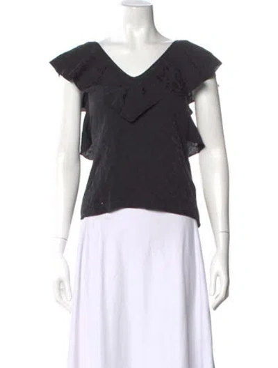 Pre-owned Zadig & Voltaire Silk V-neck Blouse In Black