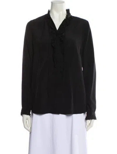 Pre-owned Zadig & Voltaire Silk V-neck Blouse In Black