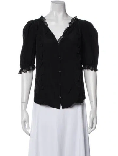 Pre-owned Zadig & Voltaire Silk V-neck Blouse In Black
