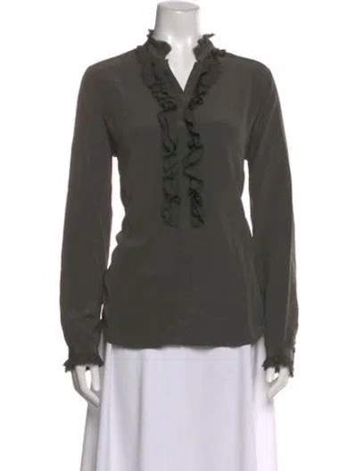Pre-owned Zadig & Voltaire Silk V-neck Blouse In Green