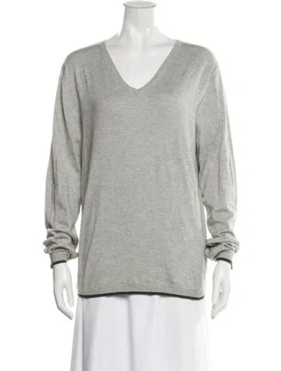 Pre-owned Zadig & Voltaire Silk V-neck Sweater In Gray