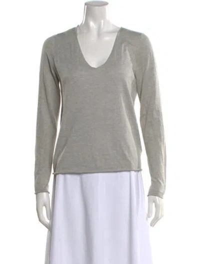 Pre-owned Zadig & Voltaire Silk V-neck Sweater In Gray