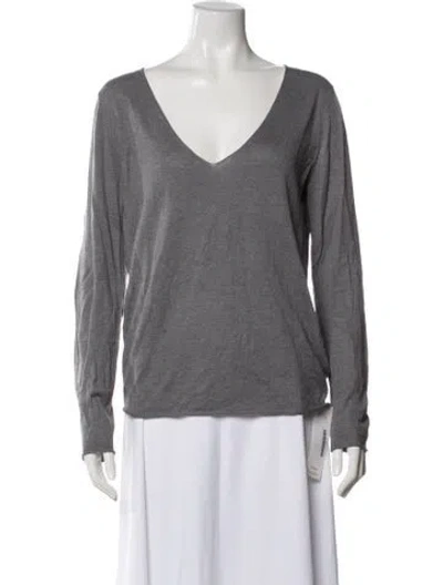 Pre-owned Zadig & Voltaire Silk V-neck Sweater In Gray