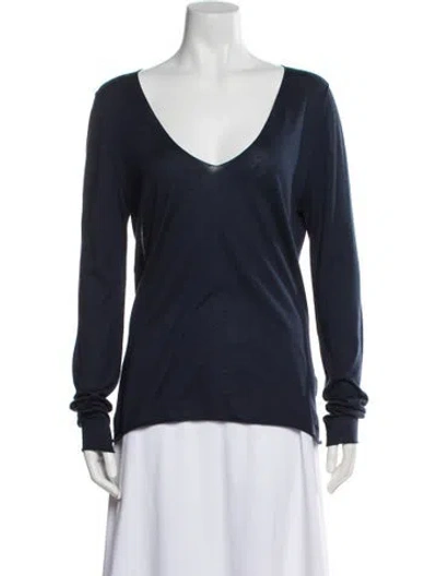 Pre-owned Zadig & Voltaire Silk V-neck Top In Blue