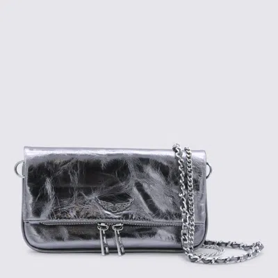 Zadig & Voltaire Silver Leather Rock Nano Vintage Metal Shoulder Bag In Gray