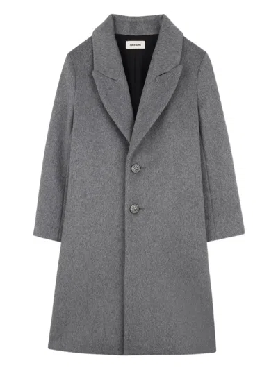 Zadig & Voltaire Kids' Single-breasted Coat In Gray