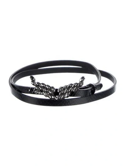 Pre-owned Zadig & Voltaire Skinny Embossed Leather Belt In Black