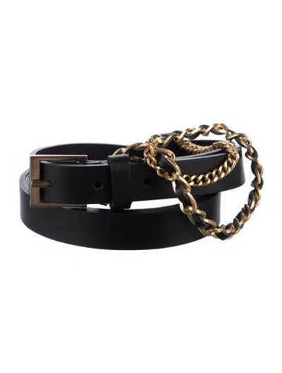 Pre-owned Zadig & Voltaire Skinny Leather Belt In Black