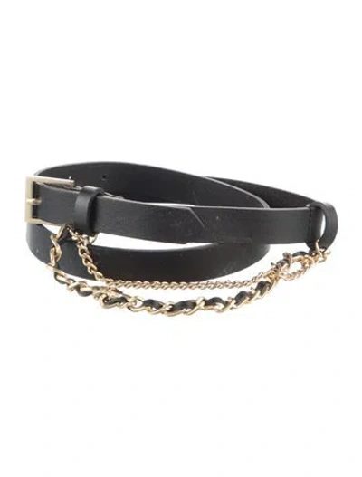 Pre-owned Zadig & Voltaire Skinny Leather Belt Kit In Black
