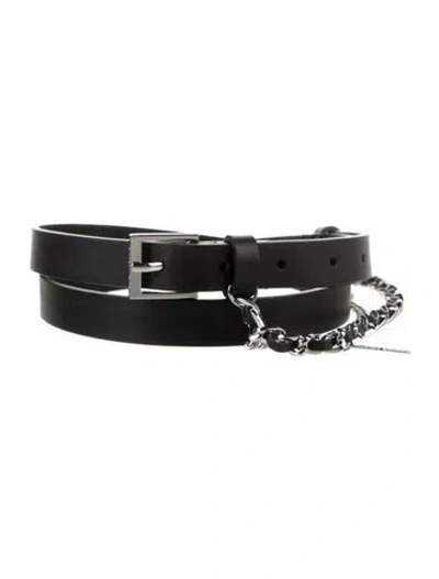 Pre-owned Zadig & Voltaire Skinny Leather Belt W/ Tags In Black
