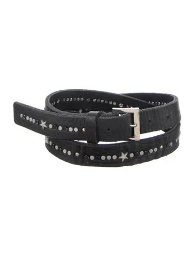 Pre-owned Zadig & Voltaire Skinny Leather Waist Belt In Black